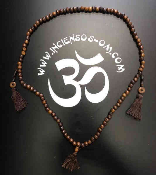 Collar Mala Tibetano Hueso Marrón Oscuro Cuentas